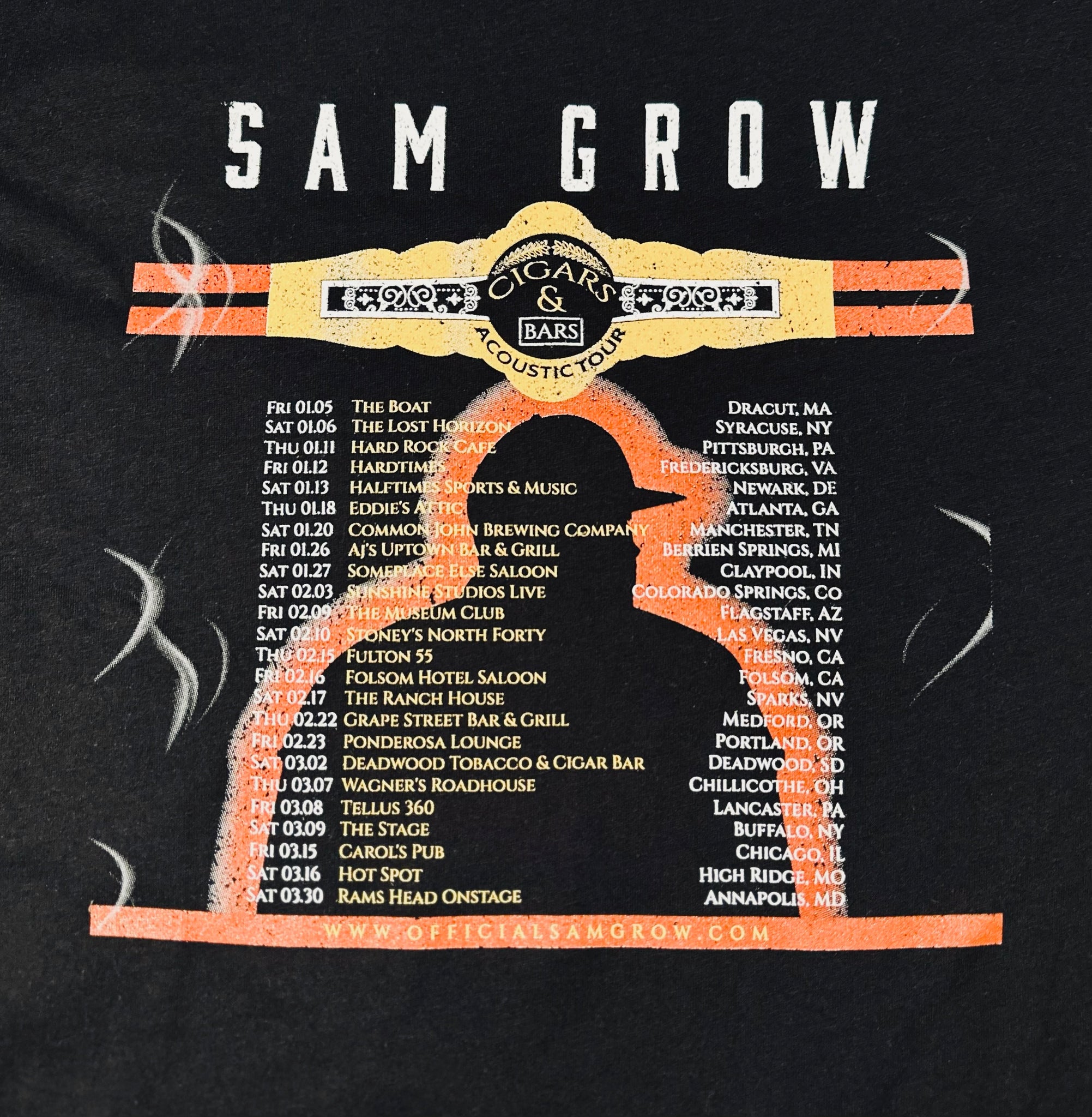 "Cigars & Bars" Black Tour T-Shirt