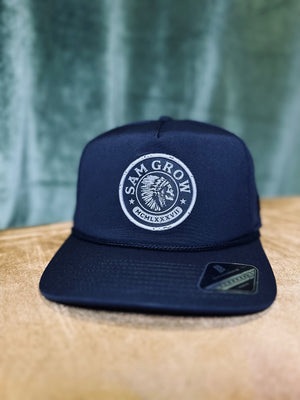 Snapback/Flat Brim Logo Patch Hat - Black